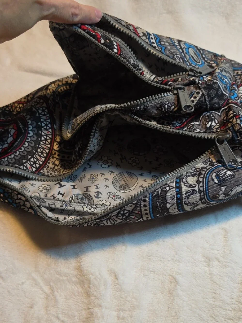 Vera Bradley Gray, Blue & Red Star Wars Medallion Sling Bag